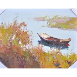 趙虎燮油畫 小船-2(y14333 畫作系列 - 油畫 - 油畫風景-) 此作品僅現場展售
